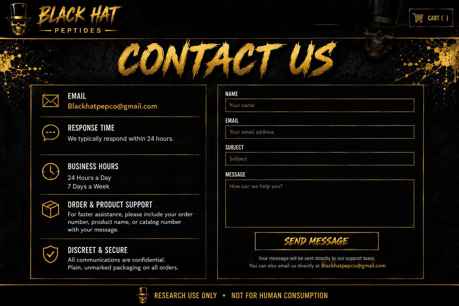 Black Hat Contact page