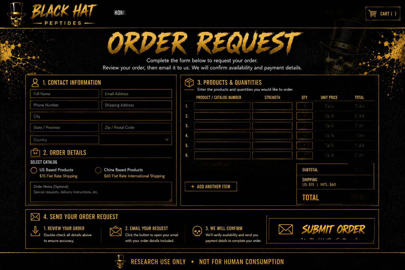 Black Hat Order Request